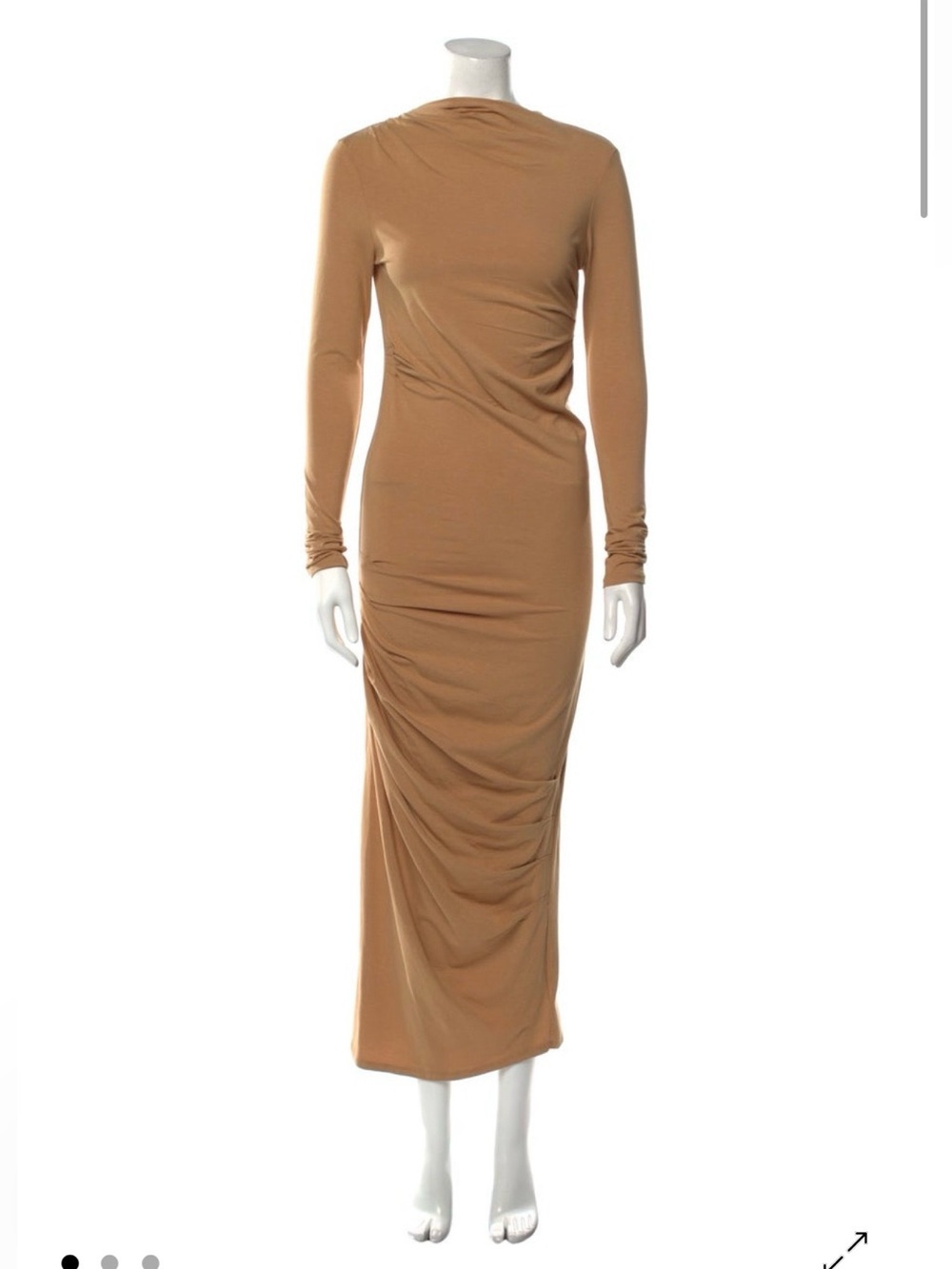The Line by K Long-Sleeve Ruched Maxi Dress in Camel